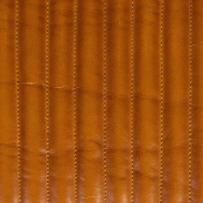 Storied Home Leather Grid Bench Brown: Mango Wood Frame, Adult Assembly, Spot Clean, Rectangle Shape