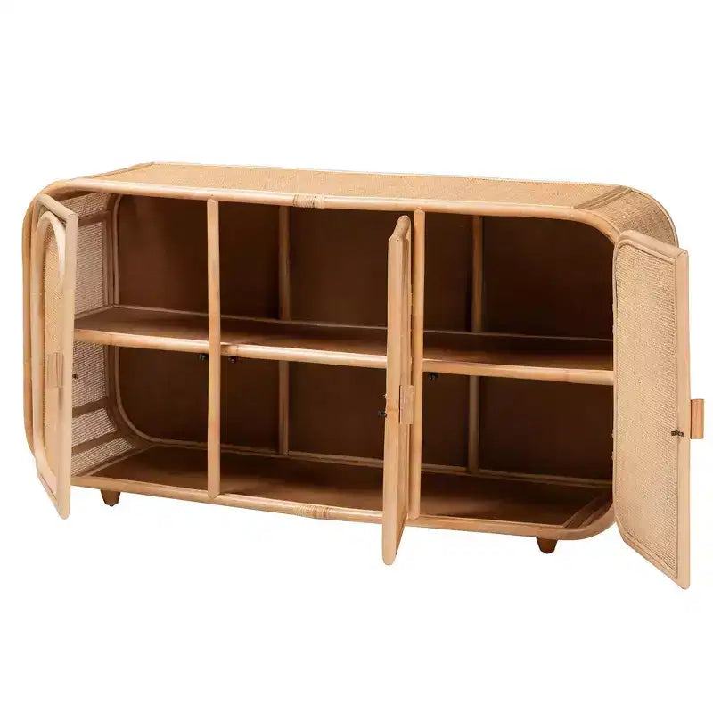bali & pari Evania Natural Rattan 3 Door Storage Cabinet Natural