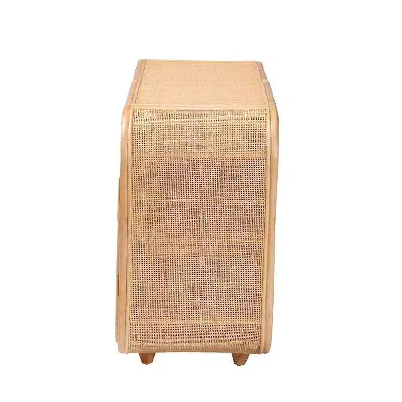 bali & pari Evania Natural Rattan 3 Door Storage Cabinet Natural