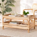 Table basse en rotin naturel Naturel: 19.7" de haut, aucun assemblage, conception de base en forme, 17.6 lbs