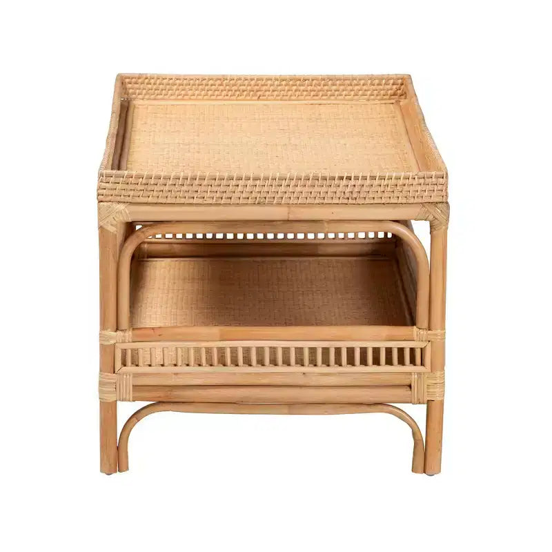 Table basse en rotin naturel Naturel: 19.7" de haut, aucun assemblage, conception de base en forme, 17.6 lbs
