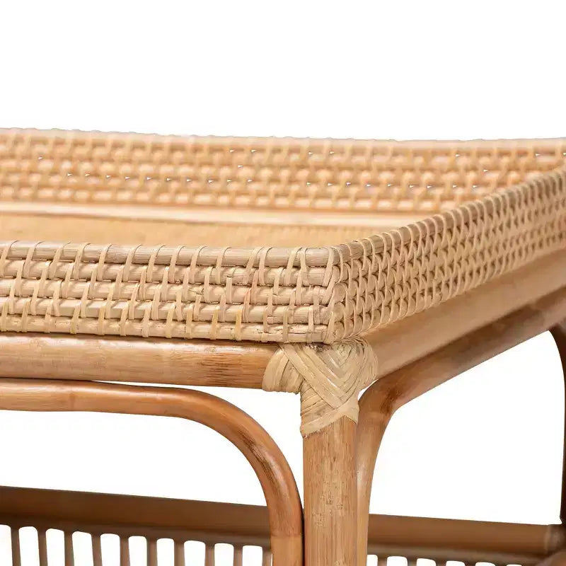 Table basse en rotin naturel Naturel: 19.7" de haut, aucun assemblage, conception de base en forme, 17.6 lbs