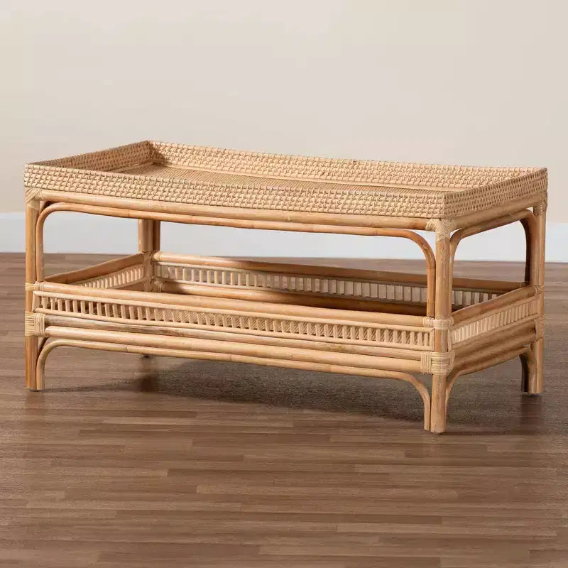 Table basse en rotin naturel Naturel: 19.7" de haut, aucun assemblage, conception de base en forme, 17.6 lbs