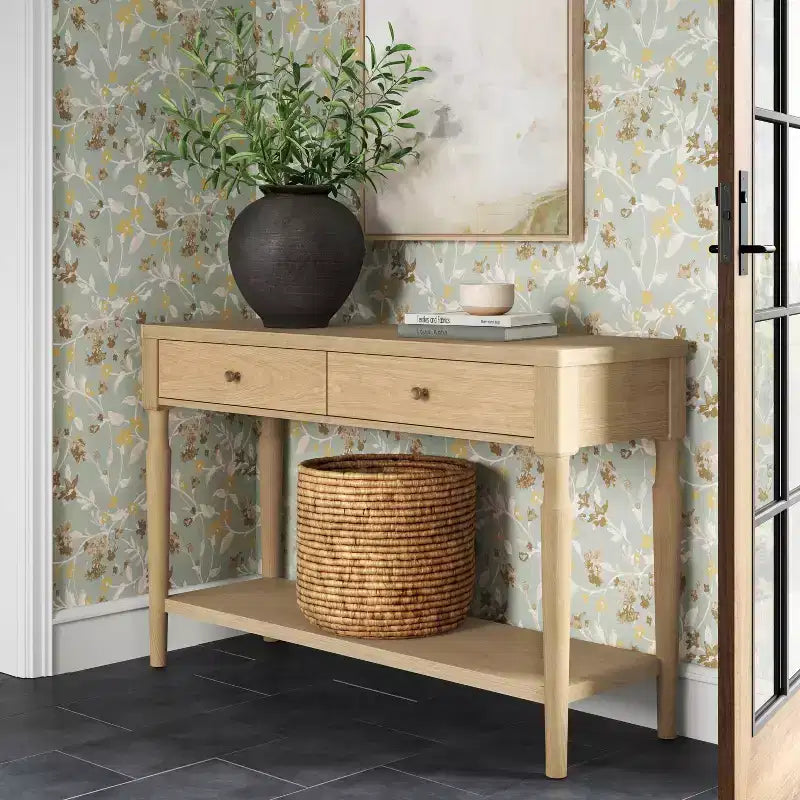 Turned Wood Console Table with Two Drawers Natural - Threshold™