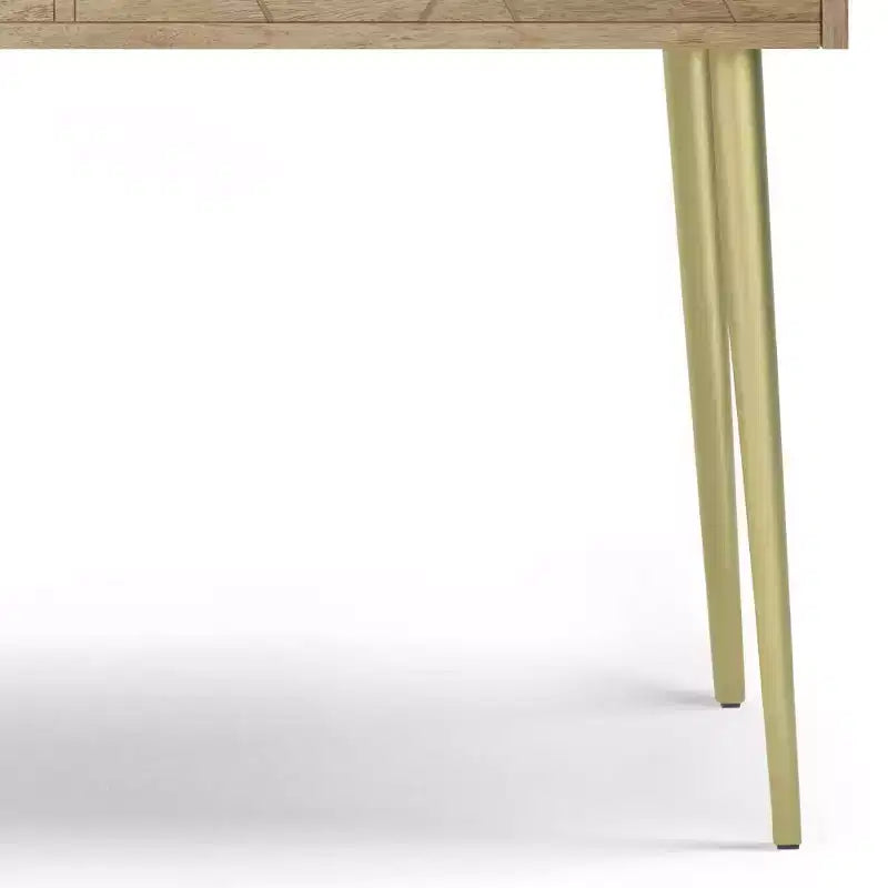 Bissell Console Table Natural - Wyndenhall: Mid-Century Modern, Geometric Brass Inlay, Storage
