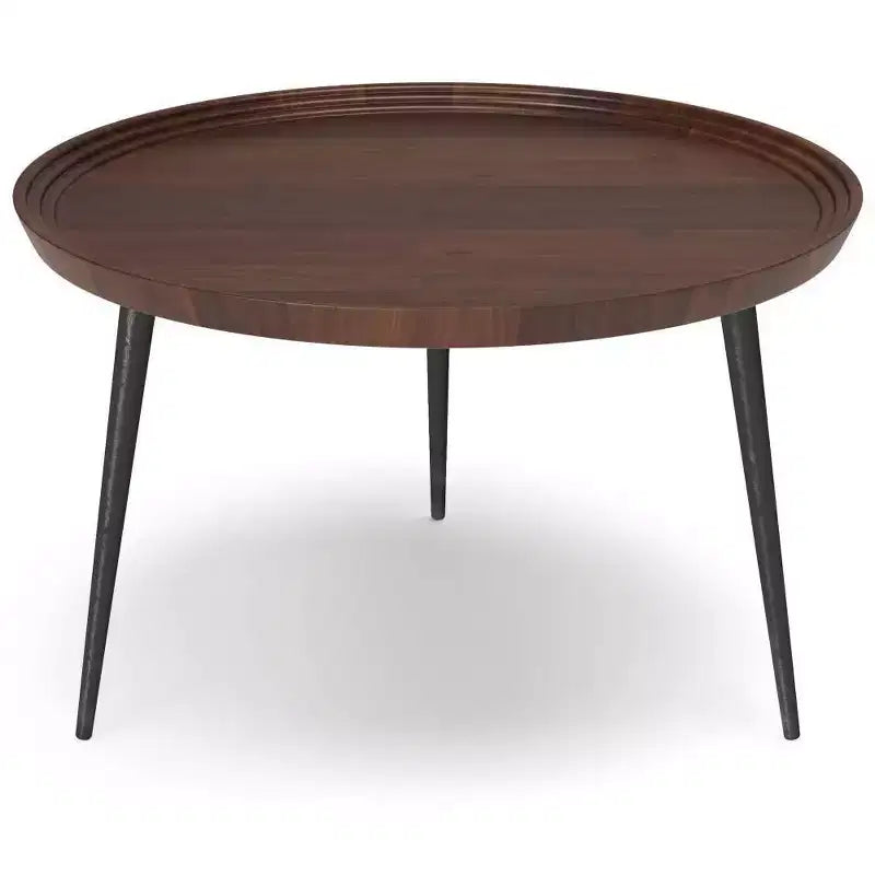 Joellla Coffee Table Cognac - WyndenHall: Solid Wood, Flared Metal Legs, Industrial Design, 16.9"H
