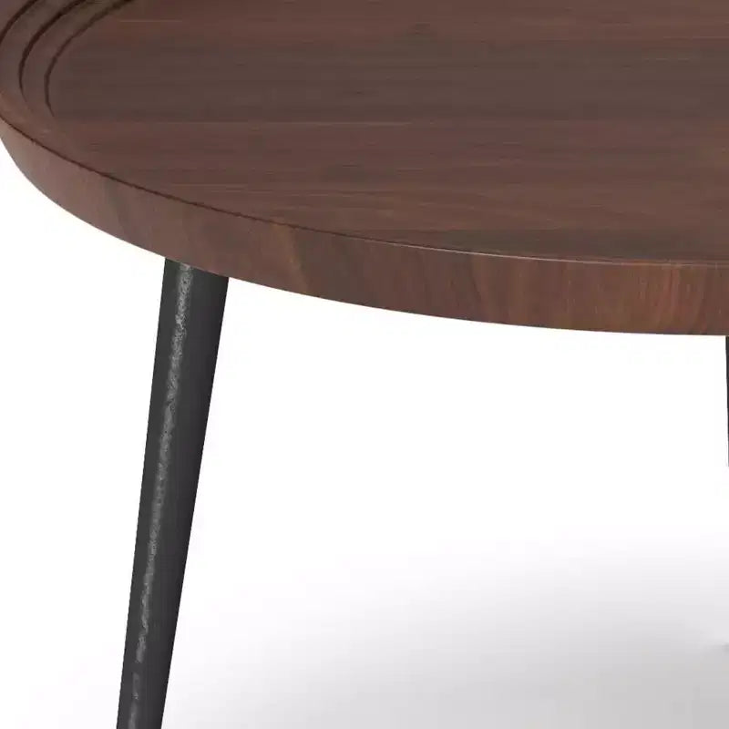 Joellla Coffee Table Cognac - WyndenHall: Solid Wood, Flared Metal Legs, Industrial Design, 16.9"H