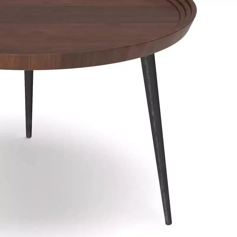 Joellla Coffee Table Cognac - WyndenHall: Solid Wood, Flared Metal Legs, Industrial Design, 16.9"H