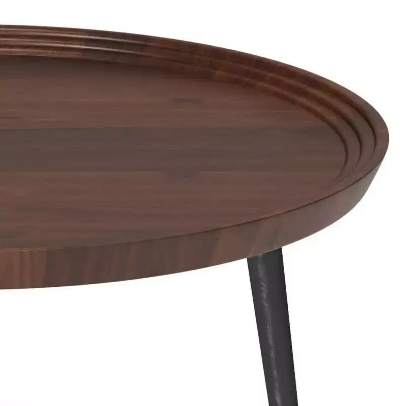 Joellla Coffee Table Cognac - WyndenHall: Solid Wood, Flared Metal Legs, Industrial Design, 16.9"H