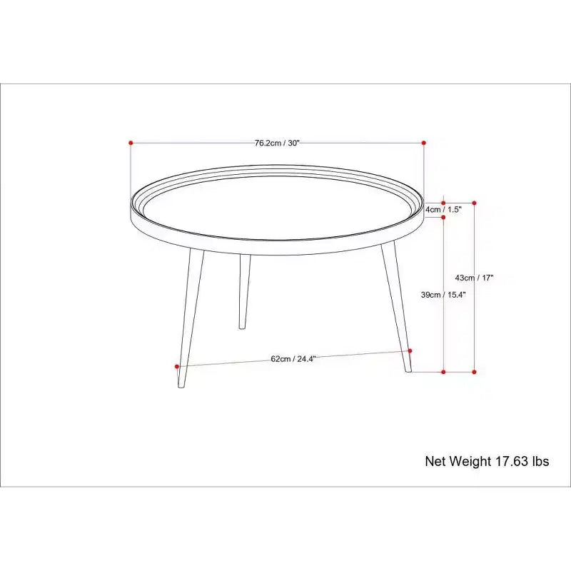 Joellla Coffee Table Cognac - WyndenHall: Solid Wood, Flared Metal Legs, Industrial Design, 16.9"H