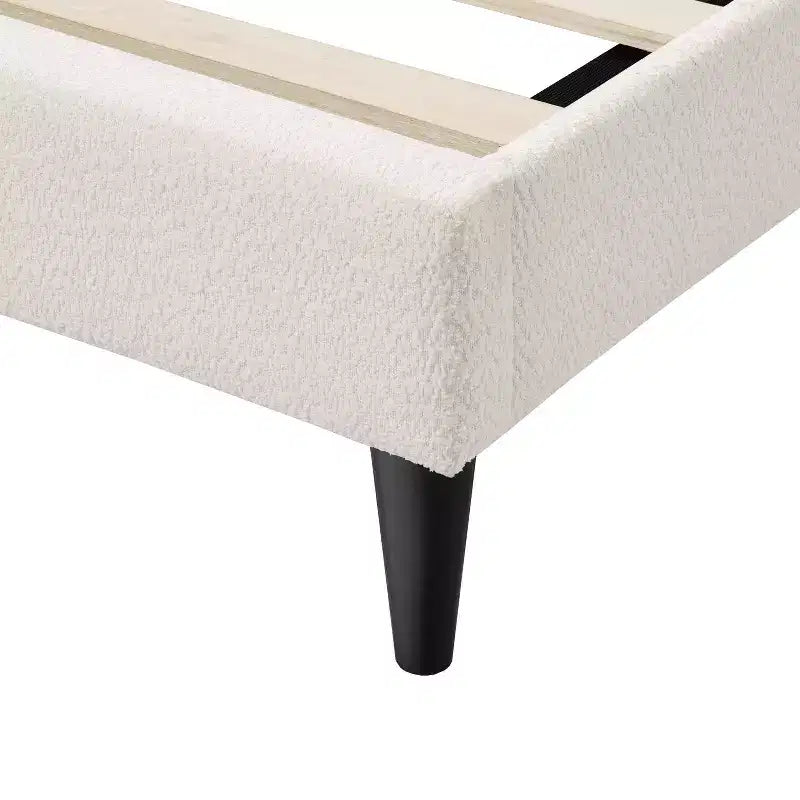 24/7 Shop At Home Queen Heartwild Modern Boucle Upholstered Wingback Platform Bed White