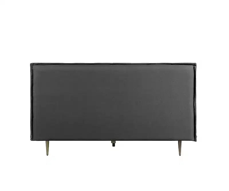91" Queen Bed Metis Bed Gray Top Grain Leather - Acme Furniture: Modern Industrial Style, Metal Legs, Plush Upholstery