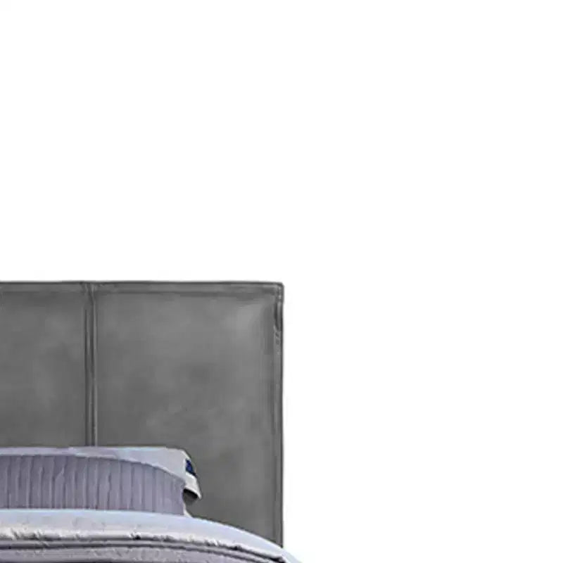 91" Queen Bed Metis Bed Gray Top Grain Leather - Acme Furniture: Modern Industrial Style, Metal Legs, Plush Upholstery