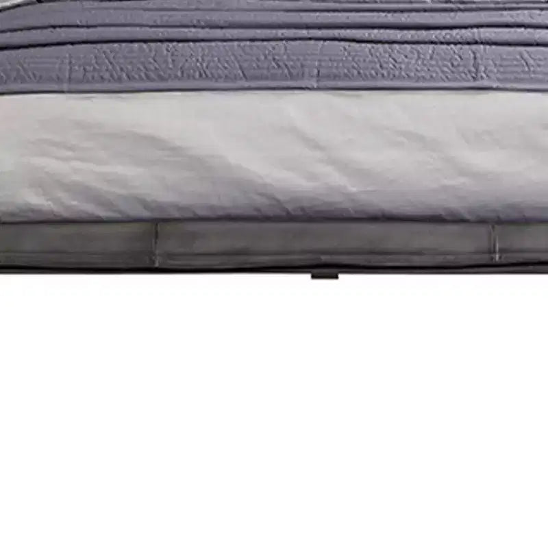 91" Queen Bed Metis Bed Gray Top Grain Leather - Acme Furniture: Modern Industrial Style, Metal Legs, Plush Upholstery