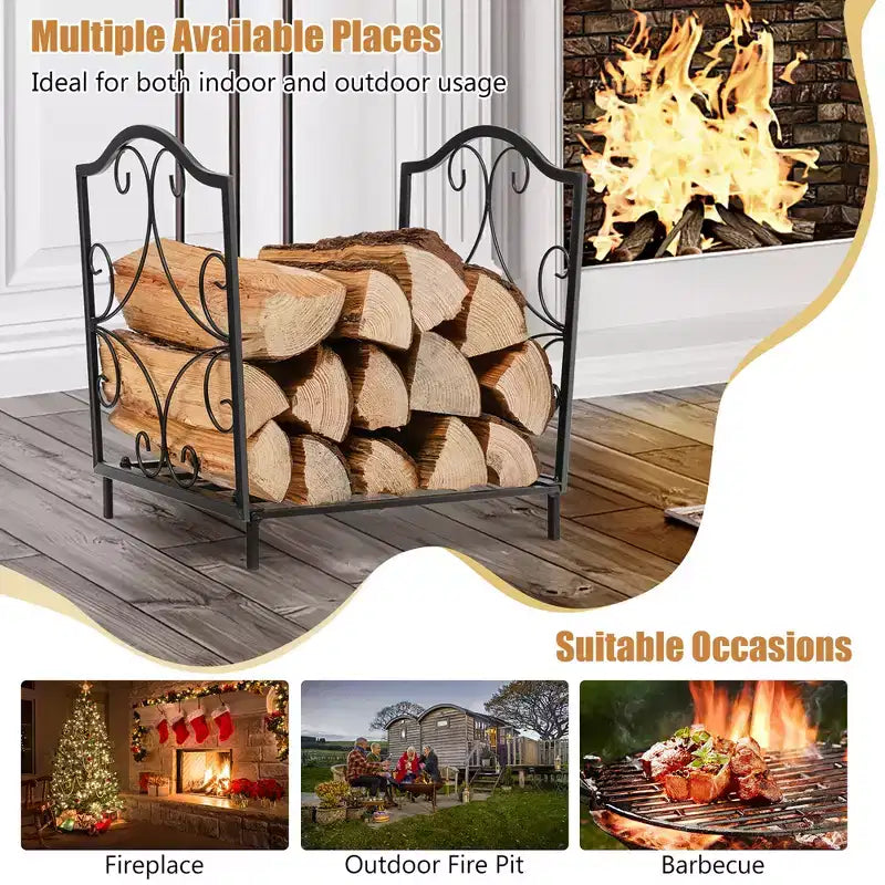 Costway 17'' Firewood Storage Rack Steel Firewood Storage Log Holder
