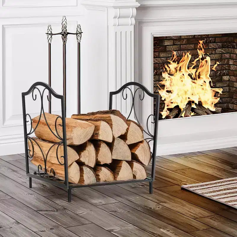 Costway 17'' Firewood Storage Rack Steel Firewood Storage Log Holder