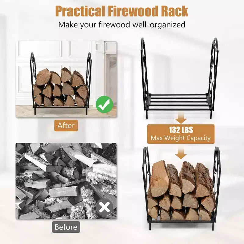 Costway 17'' Firewood Storage Rack Steel Firewood Storage Log Holder