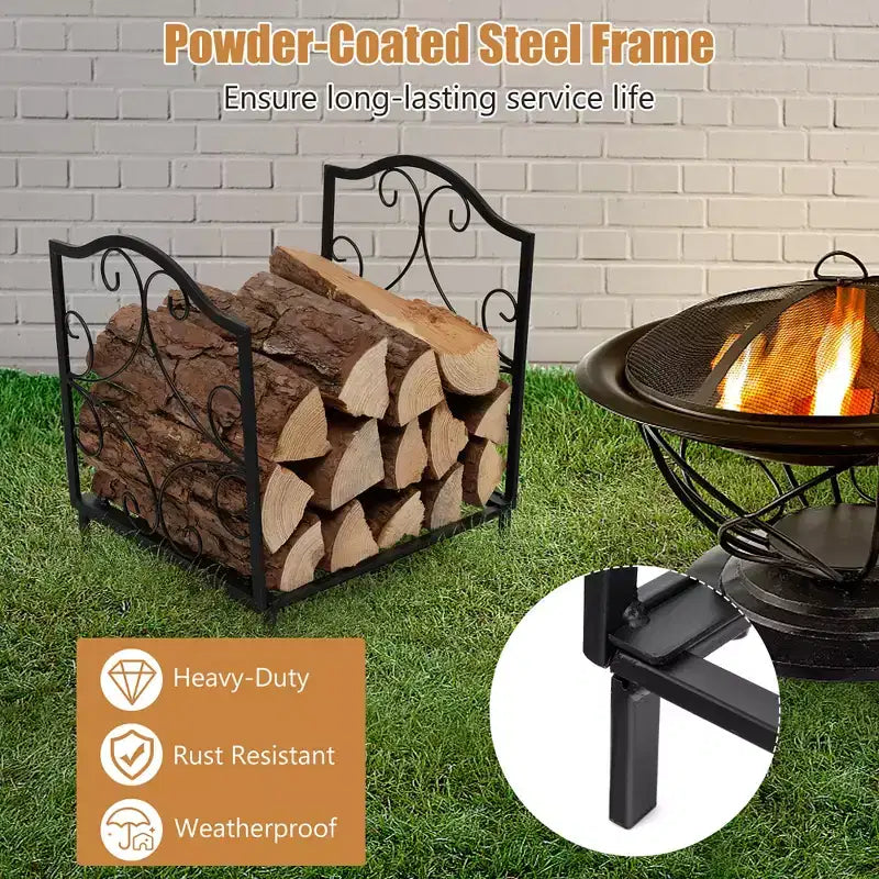 Costway 17'' Firewood Storage Rack Steel Firewood Storage Log Holder
