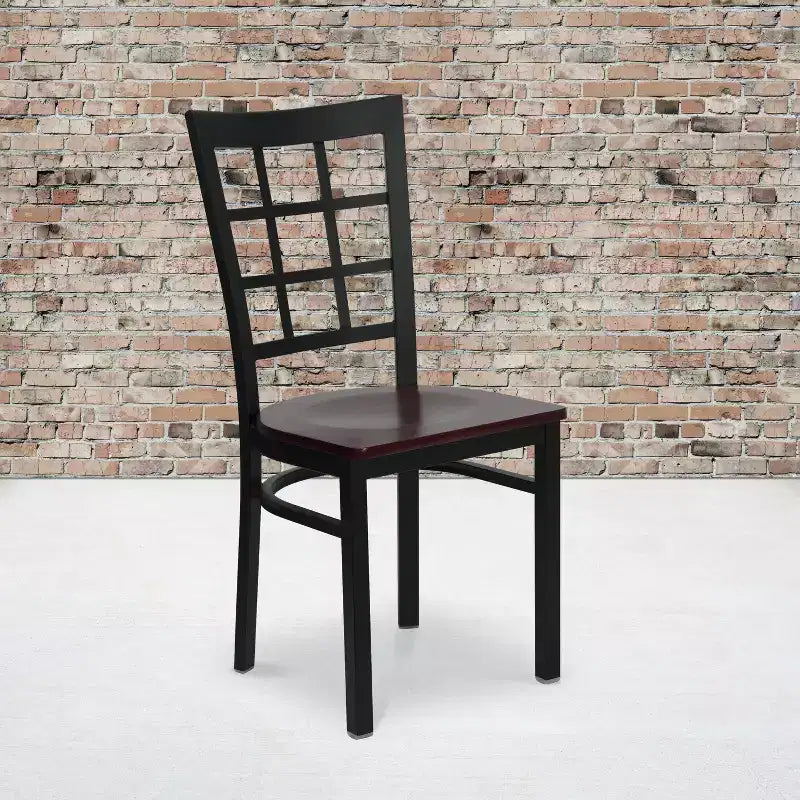 Flash Furniture 4 Pack Hercules Series Black Window Back Metal Restaurant Chair
