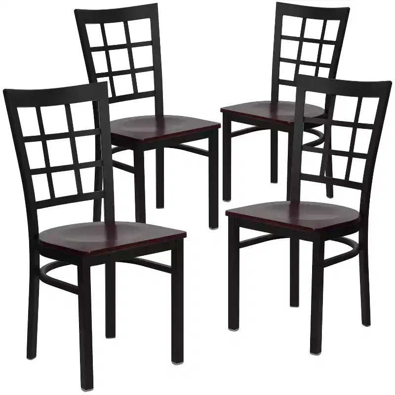 Flash Furniture 4 Pack Hercules Series Black Window Back Metal Restaurant Chair