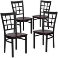 Flash Furniture 4 Pack Hercules Series Black Window Back Metal Restaurant Chair