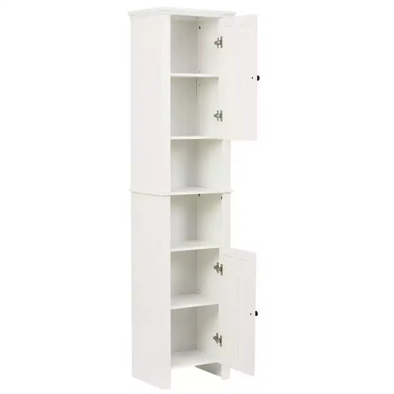 LuxenHome White MDF Wood 67-Inch Tall Tower Bathroom Linen Cabinet