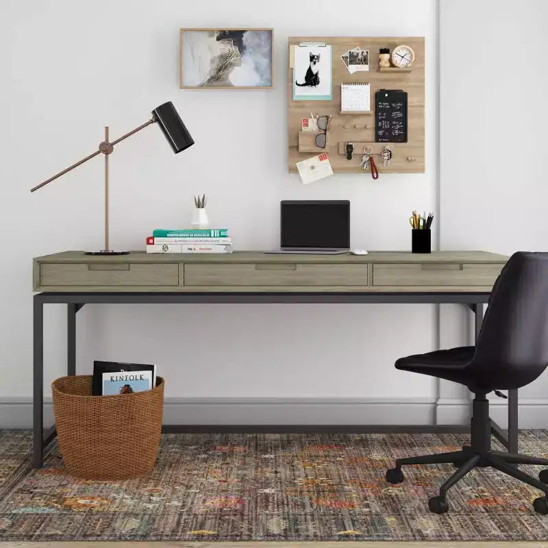 Devlin Mid-Century Solid Wood Writing Desk with Drawers - WyndenHall