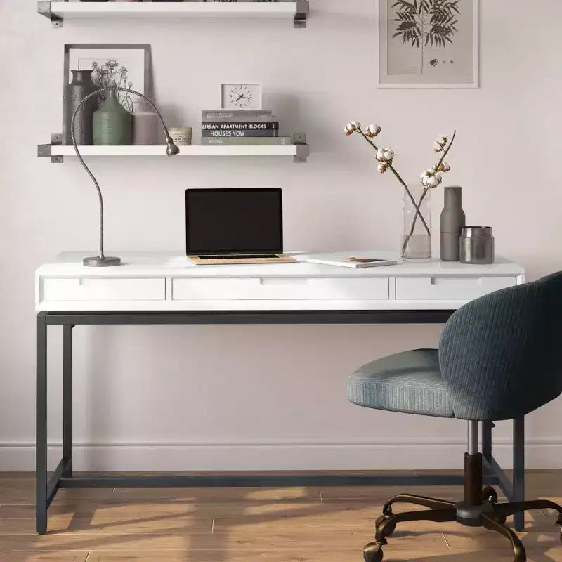 Devlin Mid-Century Solid Wood Writing Desk with Drawers - WyndenHall