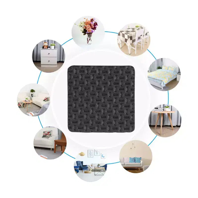 Unique Bargains EVA Square Self-Stick Non-Slip Anti-Scratch Floor Glide Furniture Pads Black 1.5 x 1.5 x 0.16 8 Pcs