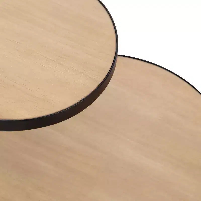 Kate and Laurel Peero Round Metal Side Table, 12x15x24, Natural and Black
