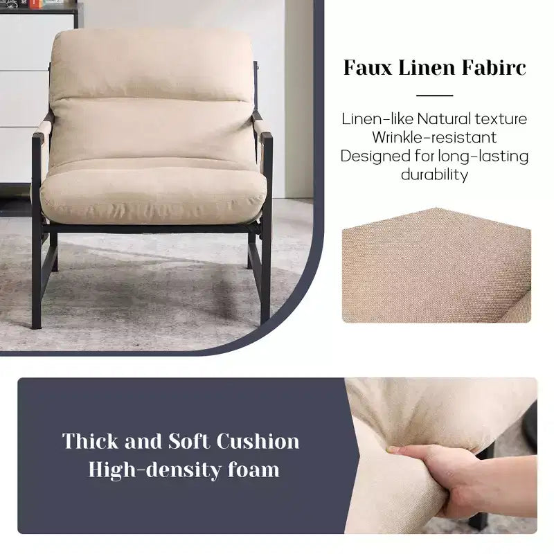 FERPIT Upholstered Sling Accent Chair with Metal Frame Modern Style