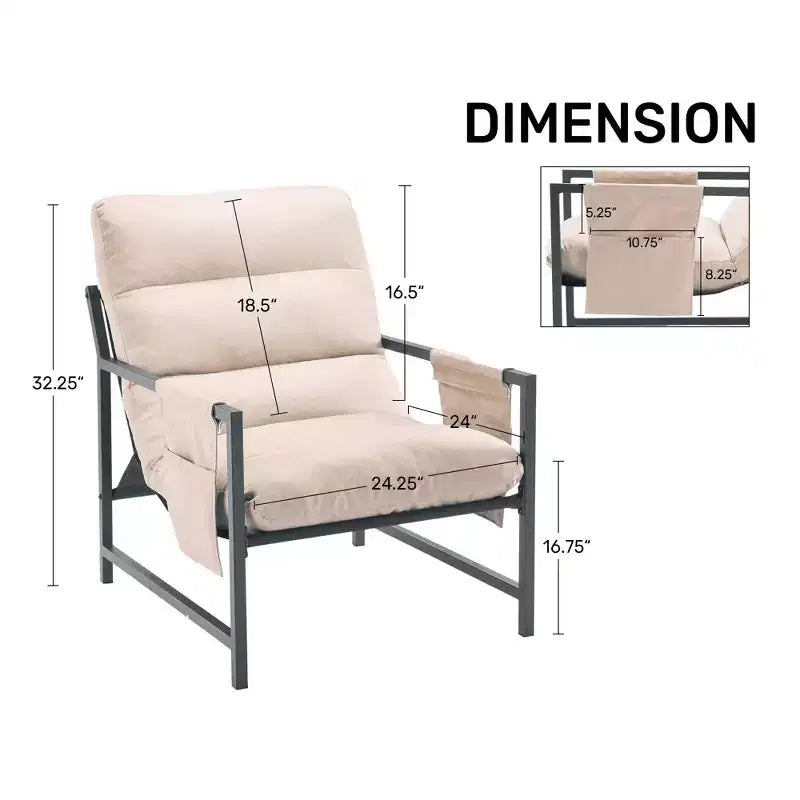 FERPIT Upholstered Sling Accent Chair with Metal Frame Modern Style