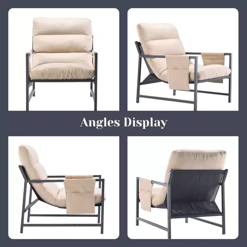 FERPIT Upholstered Sling Accent Chair with Metal Frame Modern Style