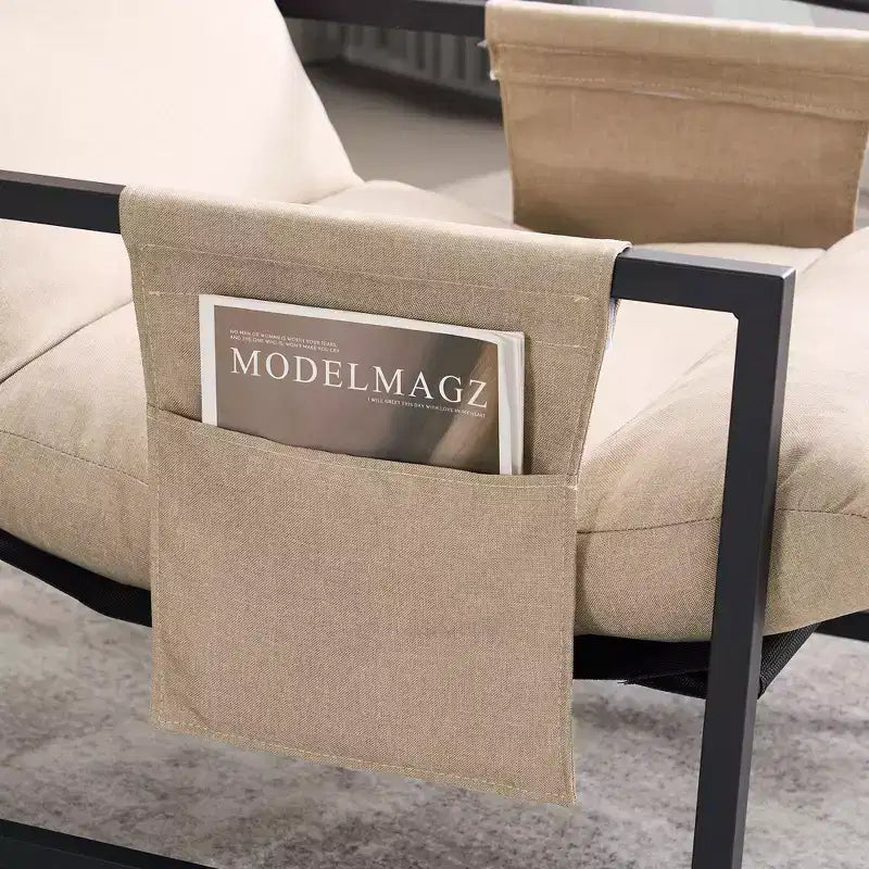 FERPIT Upholstered Sling Accent Chair with Metal Frame Modern Style