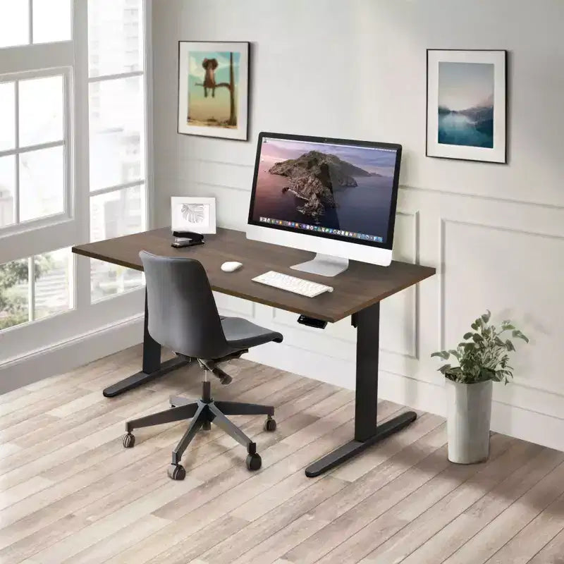 Mount-It! Electric Sit-Stand Desk with Tabletop - Black/Adrift