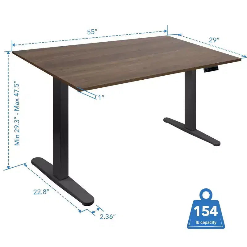 Mount-It! Electric Sit-Stand Desk with Tabletop - Black/Adrift
