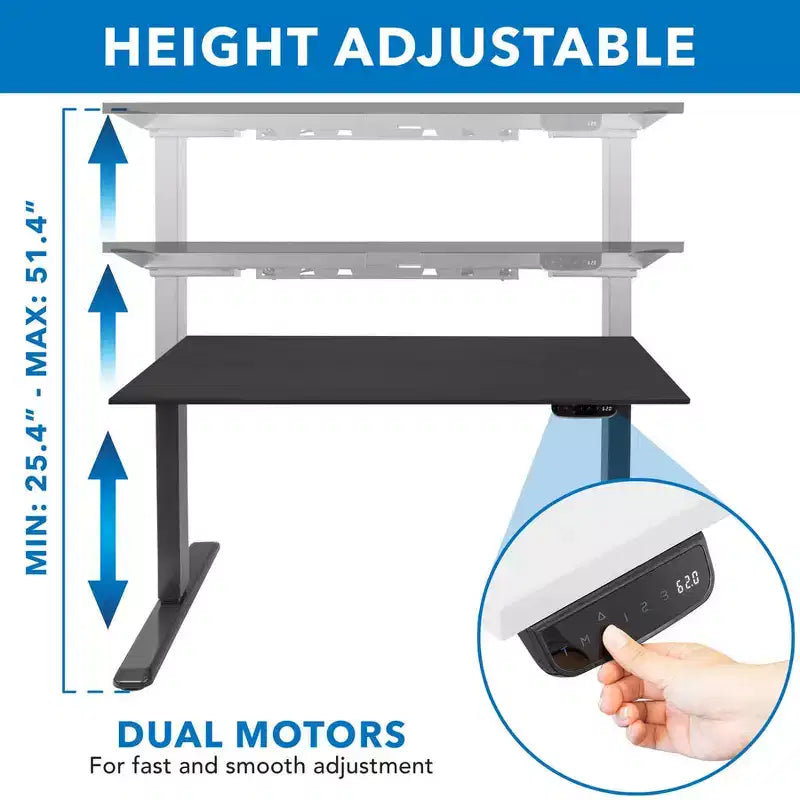 Mount-It! Dual Motor Electric Sit-Stand Desk with Tabletop - Black