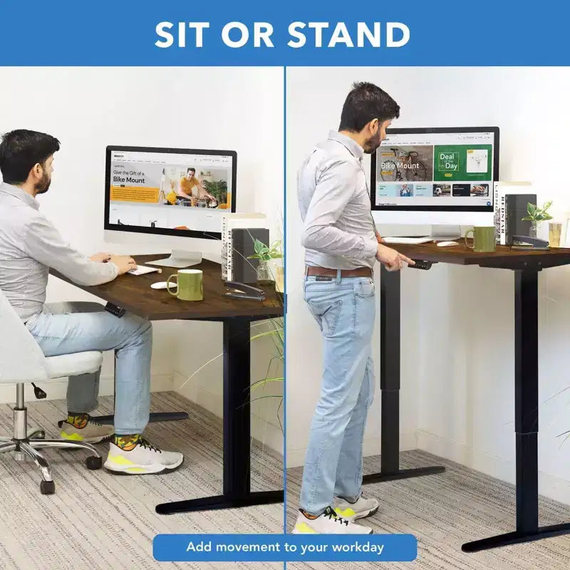 Mount-It! Electric Sit-Stand Desk with Tabletop - Black/Oak