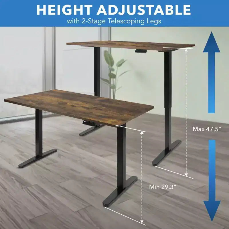 Mount-It! Electric Sit-Stand Desk with Tabletop - Black/Oak