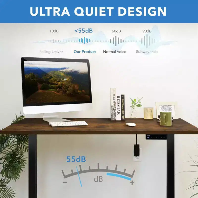 Mount-It! Electric Sit-Stand Desk with Tabletop - Black/Oak