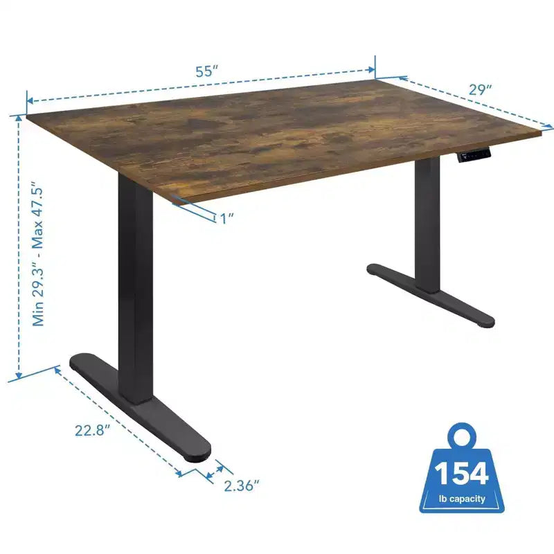 Mount-It! Electric Sit-Stand Desk with Tabletop - Black/Oak