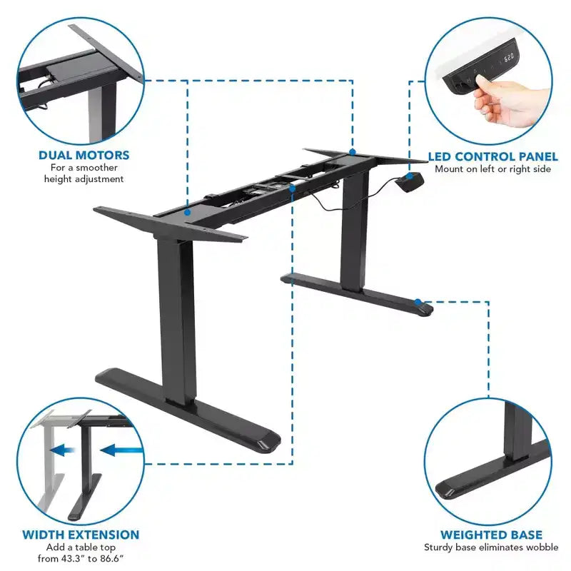 Mount-It! Dual Motor Electric Black Sit-Stand Desk with Maple Tabletop