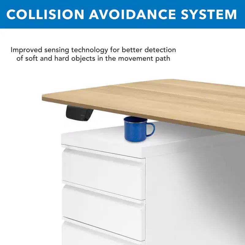 Mount-It! Dual Motor Electric Black Sit-Stand Desk with Maple Tabletop