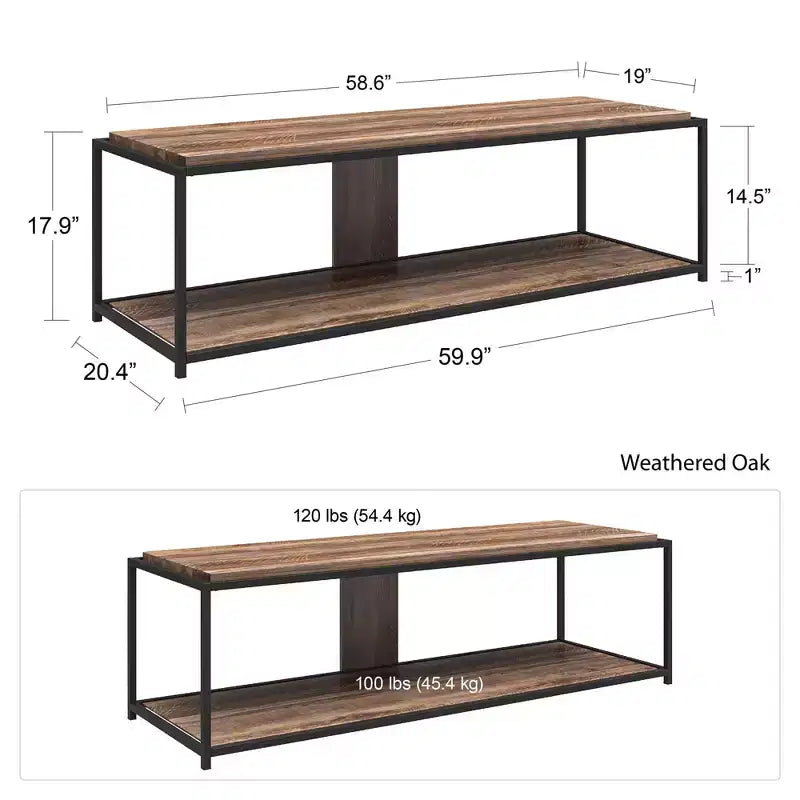 RealRooms Fayette TV Stand for TVs up to 65, Weathered Oak