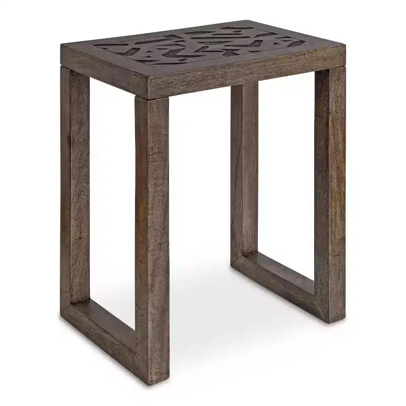 Kate and Laurel Elyria Rectangle Wood Side Table, 20x14x26, Engraved Gray