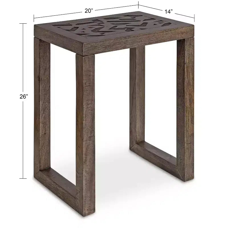 Kate and Laurel Elyria Rectangle Wood Side Table, 20x14x26, Engraved Gray