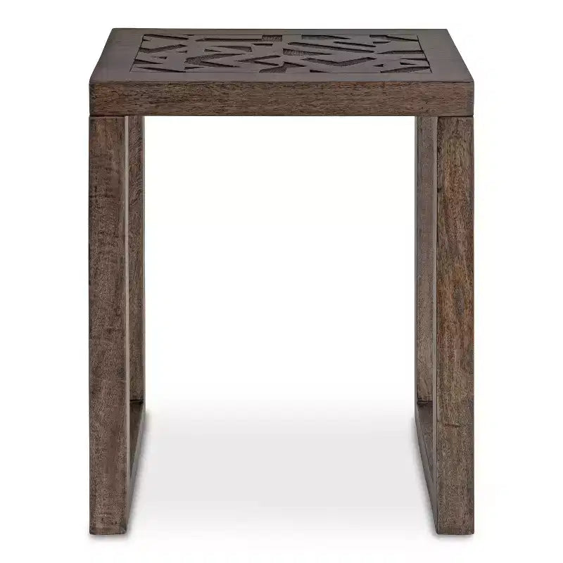 Kate and Laurel Elyria Rectangle Wood Side Table, 20x14x26, Engraved Gray
