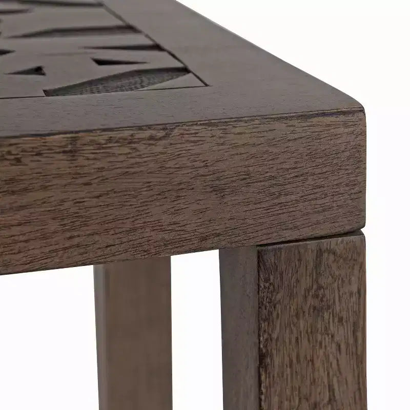 Kate and Laurel Elyria Rectangle Wood Side Table, 20x14x26, Engraved Gray