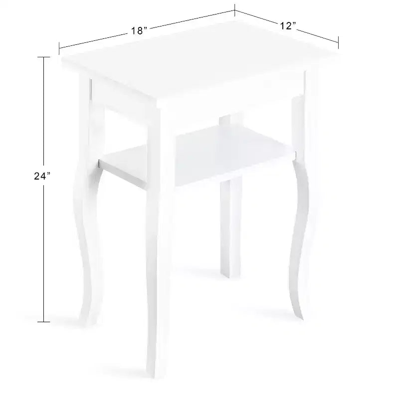 Kate and Laurel Lillian Rectangle MDF Side Table, 18x12x24, White