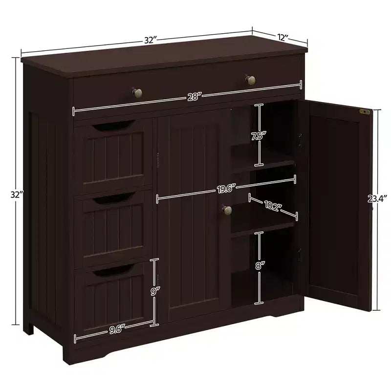 Yaheetech Free-Standing Floor Cabinet for Bathroom for Kitchen, Living Room